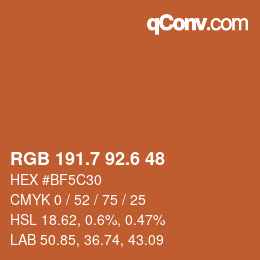 カラーコード: RGB 191.7 92.6 48 | qconv.com