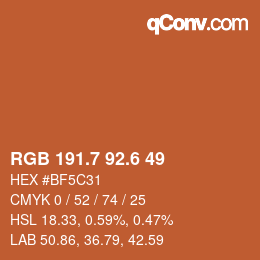 カラーコード: RGB 191.7 92.6 49 | qconv.com