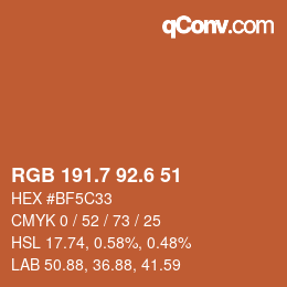 カラーコード: RGB 191.7 92.6 51 | qconv.com