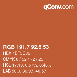 カラーコード: RGB 191.7 92.6 53 | qconv.com