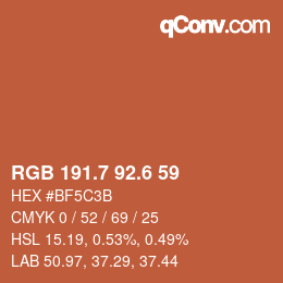 カラーコード: RGB 191.7 92.6 59 | qconv.com