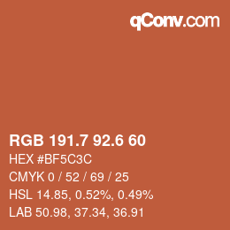 カラーコード: RGB 191.7 92.6 60 | qconv.com