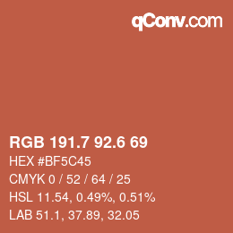 カラーコード: RGB 191.7 92.6 69 | qconv.com