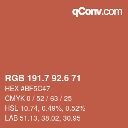 カラーコード: RGB 191.7 92.6 71 | qconv.com