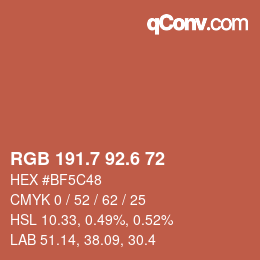 カラーコード: RGB 191.7 92.6 72 | qconv.com
