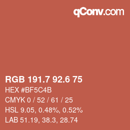 カラーコード: RGB 191.7 92.6 75 | qconv.com