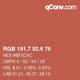 カラーコード: RGB 191.7 92.6 76 | qconv.com