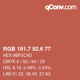 カラーコード: RGB 191.7 92.6 77 | qconv.com