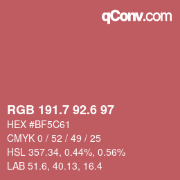 カラーコード: RGB 191.7 92.6 97 | qconv.com