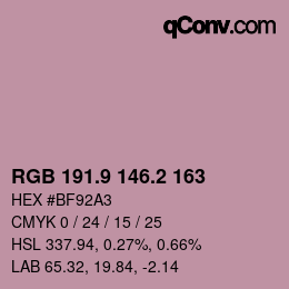 Color code: RGB 191.9 146.2 163 | qconv.com