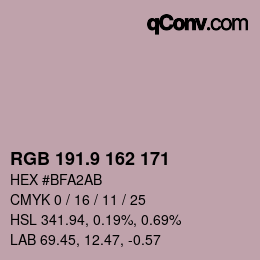 Color code: RGB 191.9 162 171 | qconv.com