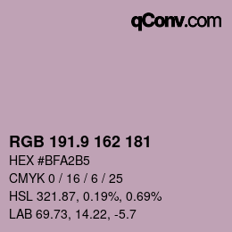 Color code: RGB 191.9 162 181 | qconv.com