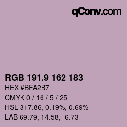 Color code: RGB 191.9 162 183 | qconv.com