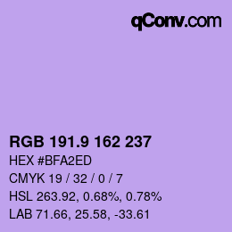 カラーコード: RGB 191.9 162 237 | qconv.com