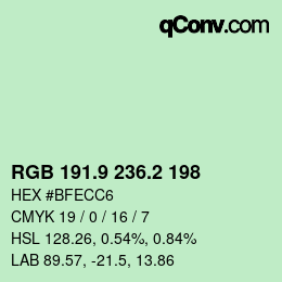 カラーコード: RGB 191.9 236.2 198 | qconv.com