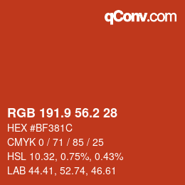 Color code: RGB 191.9 56.2 28 | qconv.com