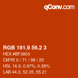 Color code: RGB 191.9 56.2 3 | qconv.com