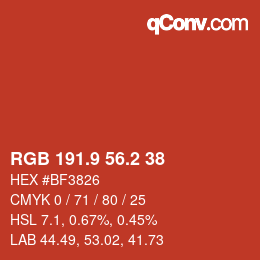 Color code: RGB 191.9 56.2 38 | qconv.com
