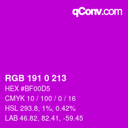 Color code: RGB 191 0 213 | qconv.com