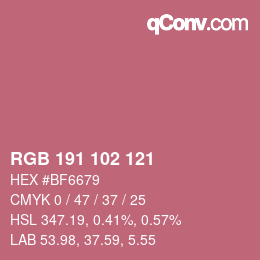 Color code: RGB 191 102 121 | qconv.com