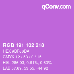 Color code: RGB 191 102 218 | qconv.com