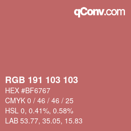 Color code: RGB 191 103 103 | qconv.com