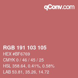 カラーコード: RGB 191 103 105 | qconv.com