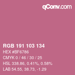 Color code: RGB 191 103 134 | qconv.com