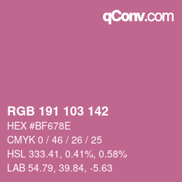 Color code: RGB 191 103 142 | qconv.com