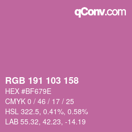 カラーコード: RGB 191 103 158 | qconv.com
