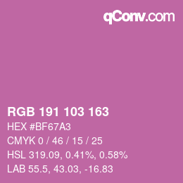 Color code: RGB 191 103 163 | qconv.com