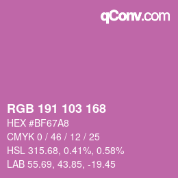 Color code: RGB 191 103 168 | qconv.com