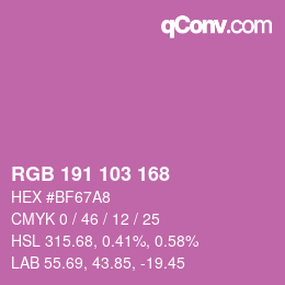 カラーコード: RGB 191 103 168 | qconv.com