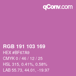 Color code: RGB 191 103 169 | qconv.com