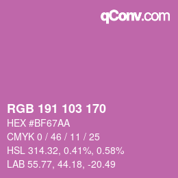 カラーコード: RGB 191 103 170 | qconv.com