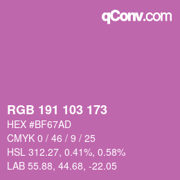 Color code: RGB 191 103 173 | qconv.com