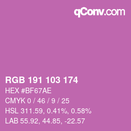 カラーコード: RGB 191 103 174 | qconv.com