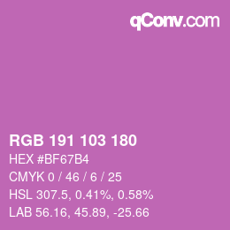 Color code: RGB 191 103 180 | qconv.com