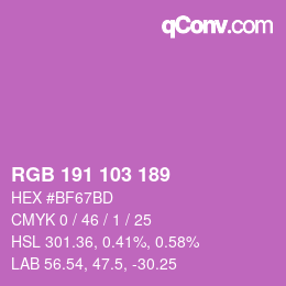 Color code: RGB 191 103 189 | qconv.com