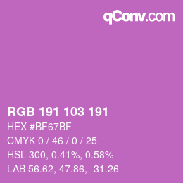 Color code: RGB 191 103 191 | qconv.com