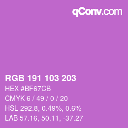 Color code: RGB 191 103 203 | qconv.com