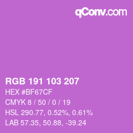 Color code: RGB 191 103 207 | qconv.com