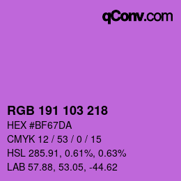 Color code: RGB 191 103 218 | qconv.com