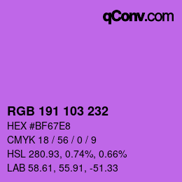Color code: RGB 191 103 232 | qconv.com