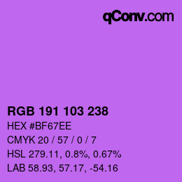 Color code: RGB 191 103 238 | qconv.com