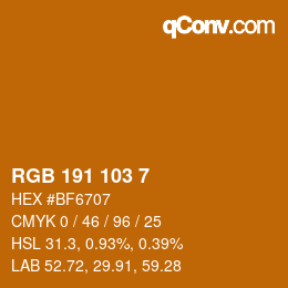 Código de color: RGB 191 103 7 | qconv.com
