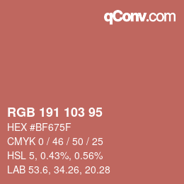 颜色代码: RGB 191 103 95 | qconv.com