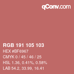 カラーコード: RGB 191 105 103 | qconv.com