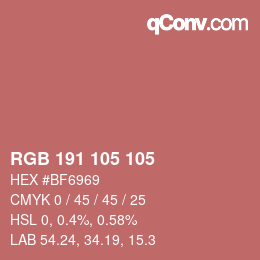 颜色代码: RGB 191 105 105 | qconv.com