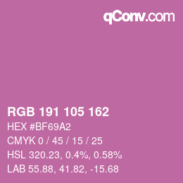 颜色代码: RGB 191 105 162 | qconv.com
